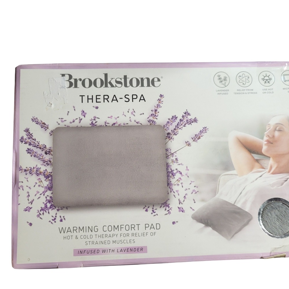 Brookstone Thera-Spa Warming Comfort Pad Lavender Infused Hot Cold Therapy Grey